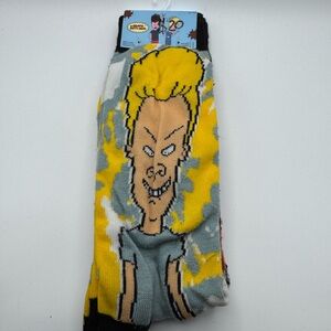 Beavis and Butthead Character Graphic Socks - Yellow and Gray